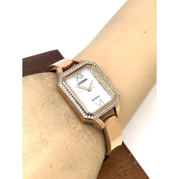 Citizen Women's Watch EM0983-51A Eco Drive Silver Dial Rose Gold Bangle … - Picture 6 of 14